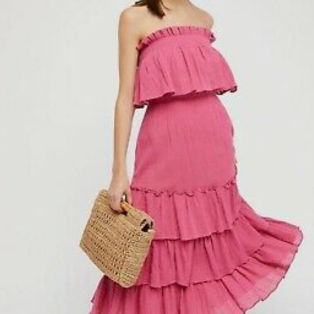 Free People Endless Summer Sea Breeze Gauze Tiered Midi Skirt & Crop